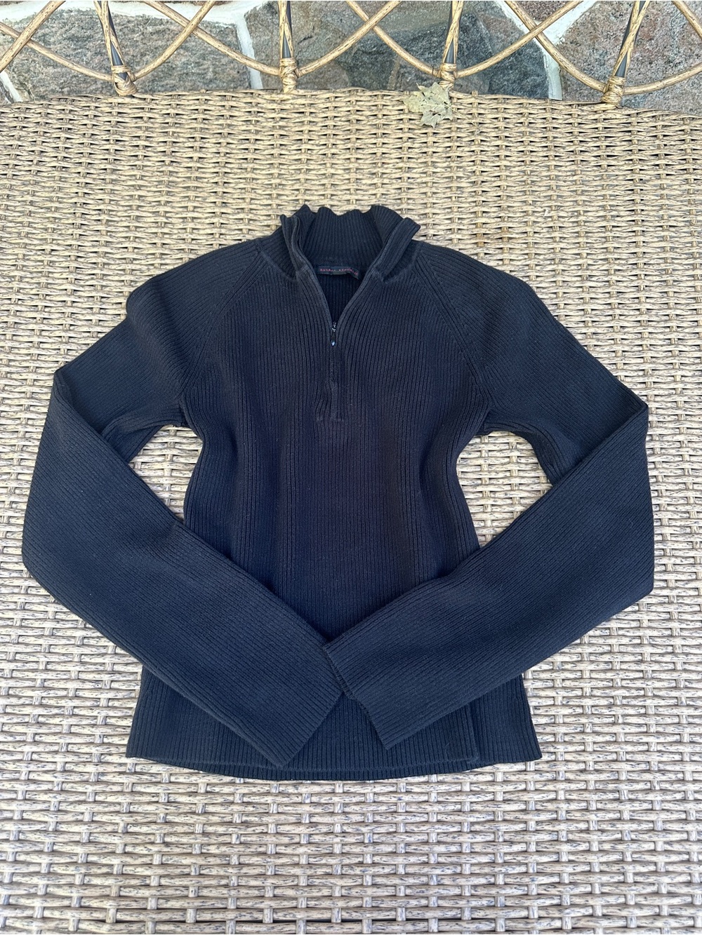 Banana Republic Black Ribbed quarter-Zip Sweater
